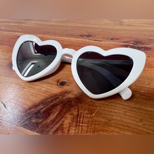 Heart-Shaped Retro White Sunglasses